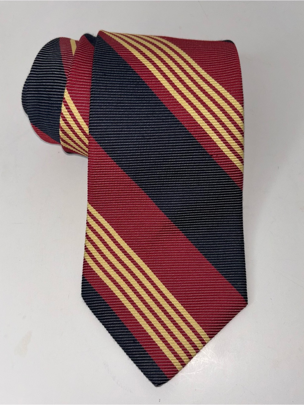 Brooks Brothers Makers Repp Stripe Tie Silk Blue Red Handmade in USA Ivy League